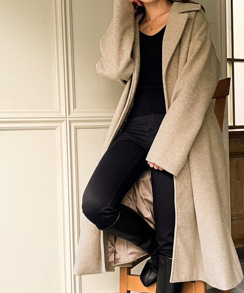 JUNOAH（ジュノア）の「バックポイントチェスターコート（チェスターコート・レディース・ブラック/ベージュ/ブラウン/アイボリー・MEDIUM/LARGE/X-LARGE）」の10枚目の写真