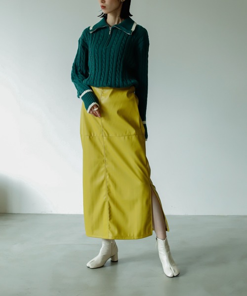 VACANCY（ヴァカンシー）の「ビーガンレザーペンシルスカート（スカート・レディース・ブラック/グリーン/ボルドー/マスタード・FREE）」の7枚目の写真