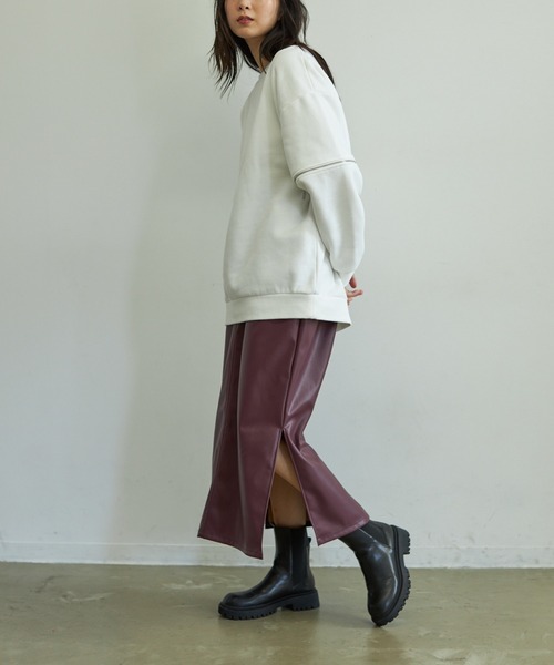 VACANCY（ヴァカンシー）の「ビーガンレザーペンシルスカート（スカート・レディース・ブラック/グリーン/ボルドー/マスタード・FREE）」の13枚目の写真