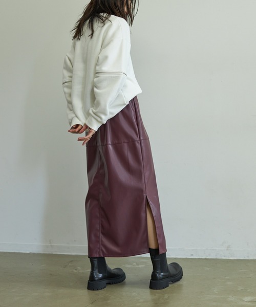 VACANCY（ヴァカンシー）の「ビーガンレザーペンシルスカート（スカート・レディース・ブラック/グリーン/ボルドー/マスタード・FREE）」の14枚目の写真