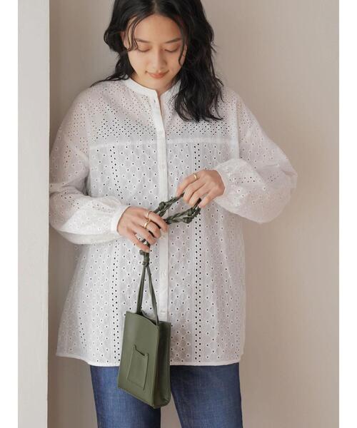 AMERICAN HOLIC（アメリカンホリック）の「レース刺繍バンドカラーシャツ（シャツ/ブラウス・レディース・ブラック/オフホワイト・M/L）」の5枚目の写真