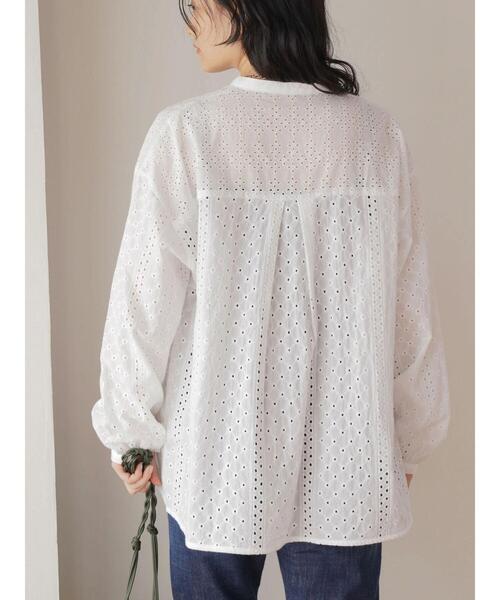 AMERICAN HOLIC（アメリカンホリック）の「レース刺繍バンドカラーシャツ（シャツ/ブラウス・レディース・ブラック/オフホワイト・M/L）」の10枚目の写真