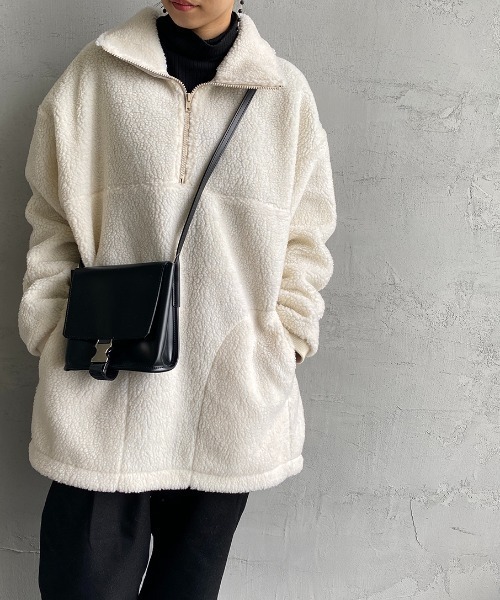 THE SHINZONE（ザ　シンゾーン）の「[THE SHINZONE/ザ シンゾーン] ハーフジップボアフリースプルオーバー（ブルゾン・レディース・ホワイト/グレー・F）」の13枚目の写真