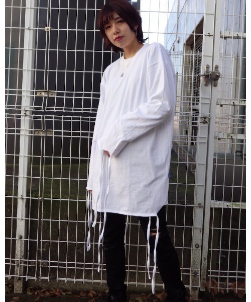 VIBGYOR（ヴィブジョー）の「【Re:one】-NINE NUTS-  LONG STRING TEE(MA)（Tシャツ/カットソー・メンズ・ホワイト/ブラック・FREE）」の2枚目の写真