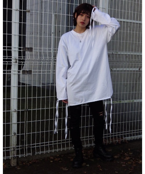 VIBGYOR（ヴィブジョー）の「【Re:one】-NINE NUTS-  LONG STRING TEE(MA)（Tシャツ/カットソー・メンズ・ホワイト/ブラック・FREE）」の6枚目の写真