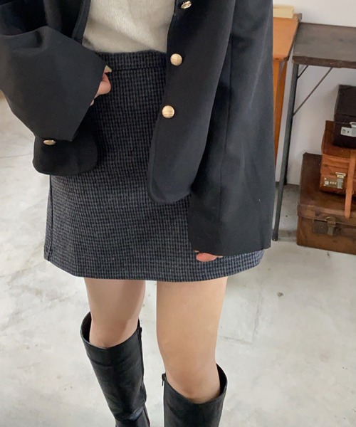LAUIR（ラウアー）の「チェックミニスカート（スカート・レディース・ブラック/モカ・MEDIUM/LARGE/SMALL）」の2枚目の写真