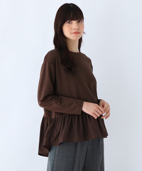 DRESKIP(ドレスキップ)の「◆アシメ切り替えギャザープルオーバー(Tシャツ/カットソー・レディース・ナチュラル/ブラック/グリーン/ダークブラウン・03/04/02)」の2枚目の写真