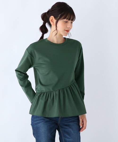 DRESKIP(ドレスキップ)の「◆アシメ切り替えギャザープルオーバー(Tシャツ/カットソー・レディース・ナチュラル/ブラック/グリーン/ダークブラウン・03/04/02)」の4枚目の写真
