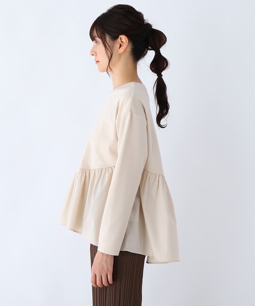 DRESKIP(ドレスキップ)の「◆アシメ切り替えギャザープルオーバー(Tシャツ/カットソー・レディース・ナチュラル/ブラック/グリーン/ダークブラウン・03/04/02)」の11枚目の写真