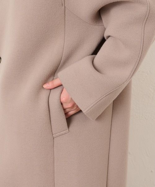 BONbazaar(ボンバザール)の「★OT★《ハンサムな女性に変身》スタンドカラーロングコート(その他アウター・レディース・モカ/ライトグレー・FREE)」の14枚目の写真