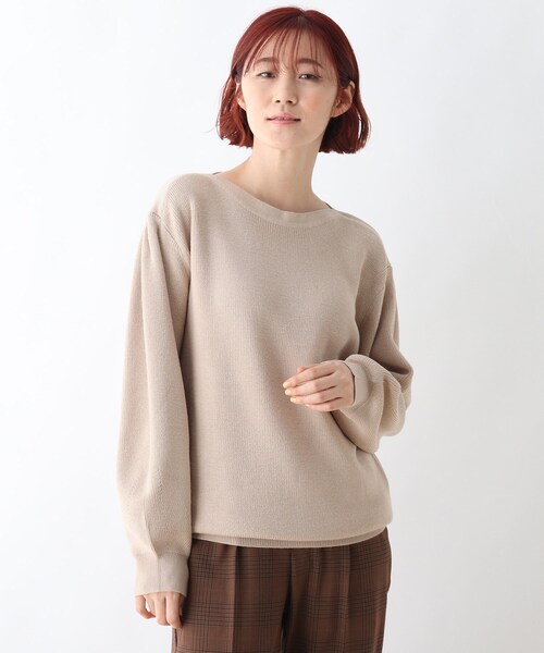 DRESKIP（ドレスキップ）の「◆袖タックニット（ニット/セーター・レディース・ブルー/ブラック/サンドベージュ/ダークブラウン・02/04/03）」の3枚目の写真