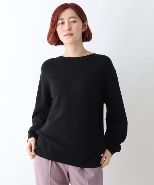 DRESKIP（ドレスキップ）の「◆袖タックニット（ニット/セーター・レディース・ブルー/ブラック/サンドベージュ/ダークブラウン・02/04/03）」の2枚目の写真