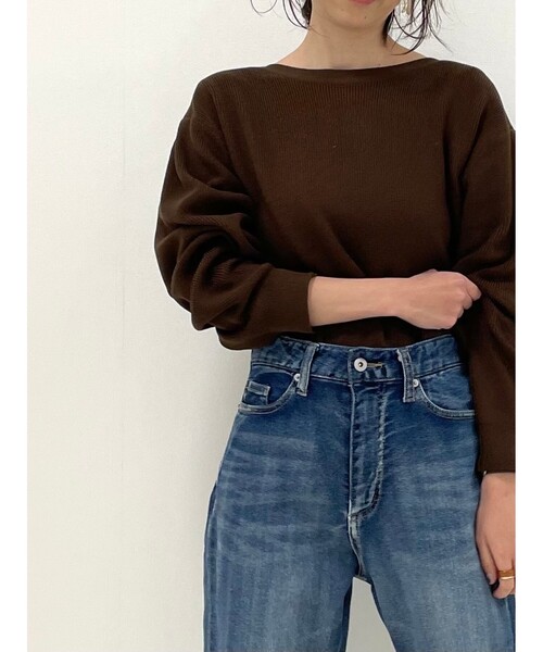 DRESKIP（ドレスキップ）の「◆袖タックニット（ニット/セーター・レディース・ブルー/ブラック/サンドベージュ/ダークブラウン・02/04/03）」の15枚目の写真