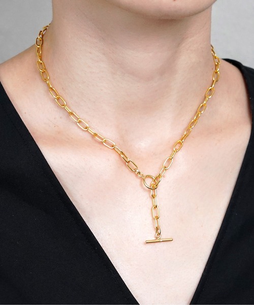 ISOLATION（アイソレーション）の「【ISOLATION / アイソレーション】silver 925 Azuki Chain Necklace/アズキチェーンネックレス（ネックレス・レディース・ゴールド/シルバー×ゴールド・43cm）」の2枚目の写真