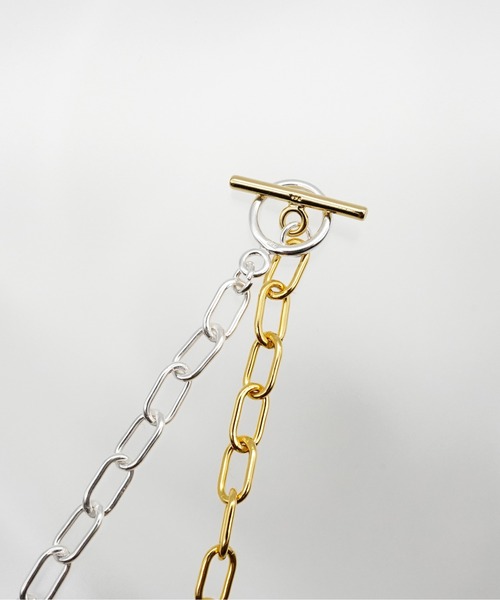 ISOLATION（アイソレーション）の「【ISOLATION / アイソレーション】silver 925 Azuki Chain Necklace/アズキチェーンネックレス（ネックレス・レディース・ゴールド/シルバー×ゴールド・43cm）」の9枚目の写真