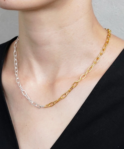 ISOLATION（アイソレーション）の「【ISOLATION / アイソレーション】silver 925 Azuki Chain Necklace/アズキチェーンネックレス（ネックレス・レディース・ゴールド/シルバー×ゴールド・43cm）」の21枚目の写真