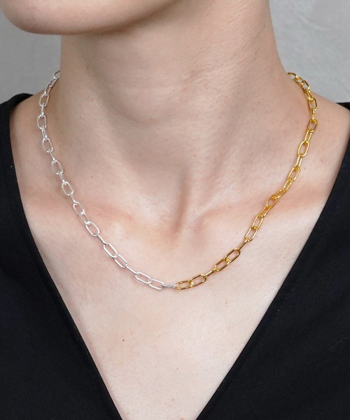 ISOLATION（アイソレーション）の「【ISOLATION / アイソレーション】silver 925 Azuki Chain Necklace/アズキチェーンネックレス（ネックレス・レディース・ゴールド/シルバー×ゴールド・43cm）」の22枚目の写真