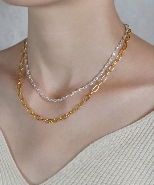 ISOLATION（アイソレーション）の「【ISOLATION / アイソレーション】silver 925 Azuki Chain Necklace/アズキチェーンネックレス（ネックレス・レディース・ゴールド/シルバー×ゴールド・43cm）」の20枚目の写真