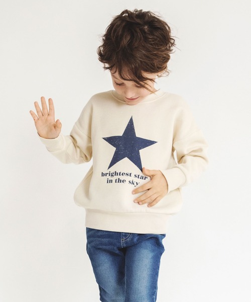 BRANSHES（ブランシェス）の「【あったか】グラフィック裏起毛トレーナー（スウェット・キッズ・キャメル/グレー/アイボリー/ベージュ/ブルー/チャコールグレー/パープル/ブラック/グリーン/レッド・110/150/130/120/140/100）」の5枚目の写真