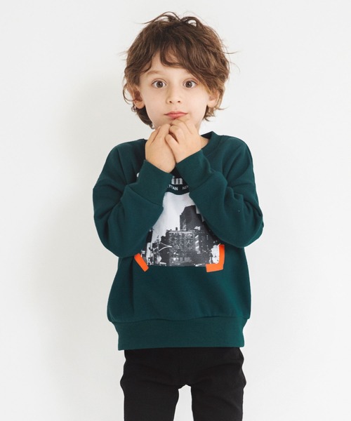 BRANSHES（ブランシェス）の「【あったか】グラフィック裏起毛トレーナー（スウェット・キッズ・キャメル/グレー/アイボリー/ベージュ/ブルー/チャコールグレー/パープル/ブラック/グリーン/レッド・110/150/130/120/140/100）」の6枚目の写真