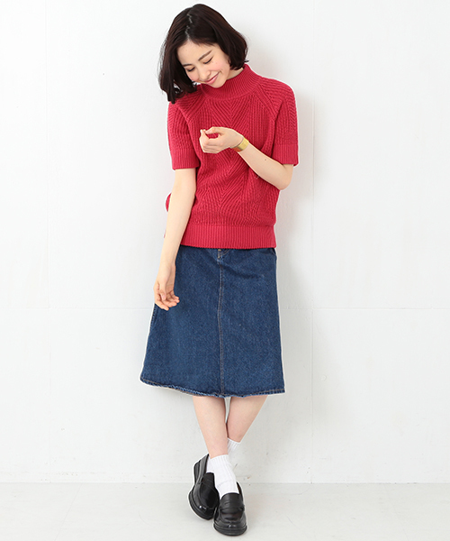 BEAMS BOY（ビームスボーイ）の「BEAMS BOY / 3ゲージ 畦編み ハイネック ショートスリーブ（ニット/セーター・レディース・ホワイト/レッド/ネイビー・ONE SIZE）」の18枚目の写真