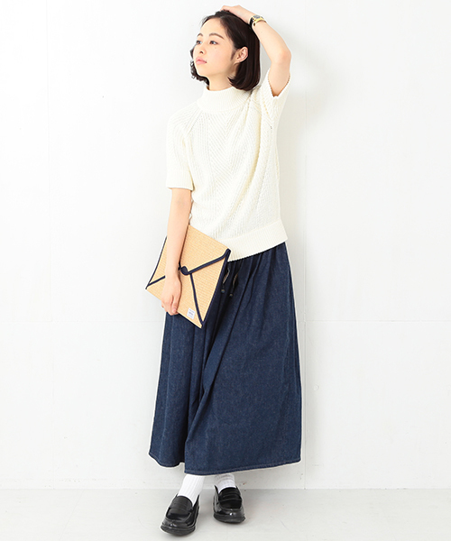 BEAMS BOY（ビームスボーイ）の「BEAMS BOY / 3ゲージ 畦編み ハイネック ショートスリーブ（ニット/セーター・レディース・ホワイト/レッド/ネイビー・ONE SIZE）」の19枚目の写真