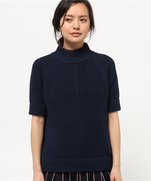 BEAMS BOY（ビームスボーイ）の「BEAMS BOY / 3ゲージ 畦編み ハイネック ショートスリーブ（ニット/セーター・レディース・ホワイト/レッド/ネイビー・ONE SIZE）」の6枚目の写真