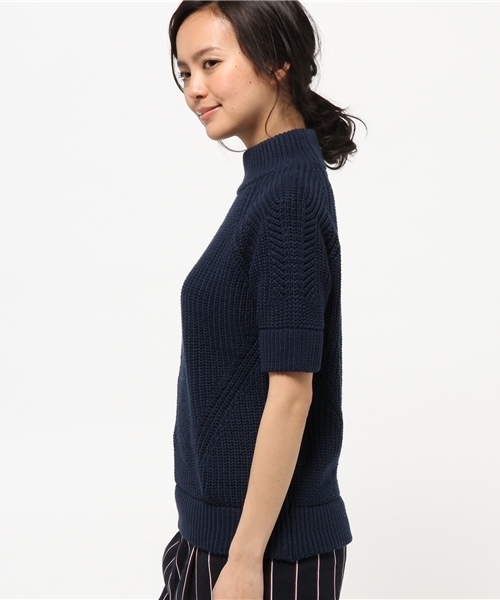 BEAMS BOY（ビームスボーイ）の「BEAMS BOY / 3ゲージ 畦編み ハイネック ショートスリーブ（ニット/セーター・レディース・ホワイト/レッド/ネイビー・ONE SIZE）」の10枚目の写真