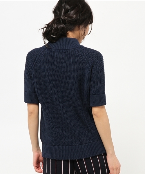 BEAMS BOY（ビームスボーイ）の「BEAMS BOY / 3ゲージ 畦編み ハイネック ショートスリーブ（ニット/セーター・レディース・ホワイト/レッド/ネイビー・ONE SIZE）」の9枚目の写真