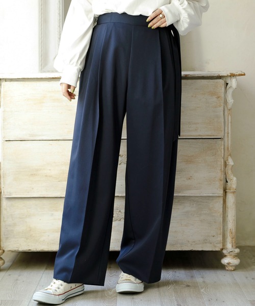 SLURR(スラ―)の「ベルト付タックワイドパンツ(その他パンツ・レディース・ベージュ/ネイビー/ミント/マスタード/その他8・S/M)」の4枚目の写真