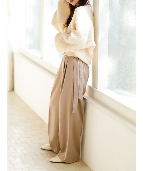 SLURR(スラ―)の「ベルト付タックワイドパンツ(その他パンツ・レディース・ベージュ/ネイビー/ミント/マスタード/その他8・S/M)」の7枚目の写真