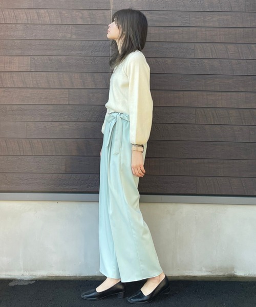 SLURR(スラ―)の「ベルト付タックワイドパンツ(その他パンツ・レディース・ベージュ/ネイビー/ミント/マスタード/その他8・S/M)」の12枚目の写真
