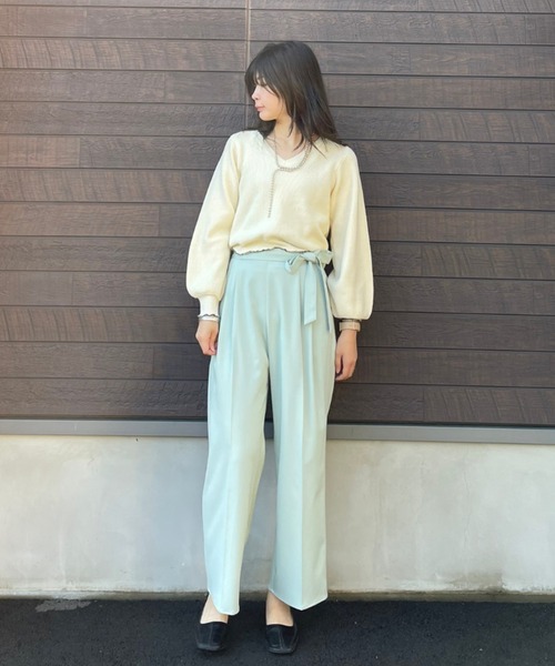 SLURR(スラ―)の「ベルト付タックワイドパンツ(その他パンツ・レディース・ベージュ/ネイビー/ミント/マスタード/その他8・S/M)」の11枚目の写真