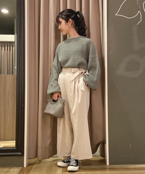 SLURR(スラ―)の「ベルト付タックワイドパンツ(その他パンツ・レディース・ベージュ/ネイビー/ミント/マスタード/その他8・S/M)」の8枚目の写真