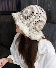 Revo.（レボ）の「フラワー クロシェ かぎ編み コットン ニットハット（ハット）」