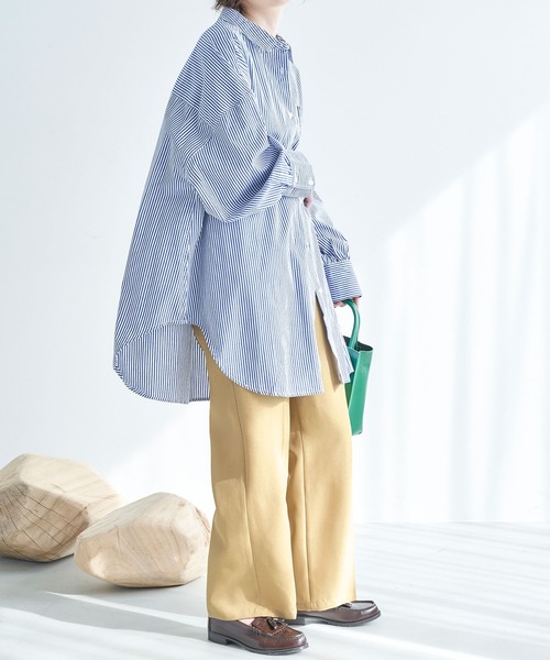 Chaco closet(チャコ クローゼット)の「リネンライクセンタープレスカラースラックスパンツ(スラックス・レディース・ブラック/ベージュ/ネイビー/ピンク/グリーン/ライトグリーン/アイボリー・FREE)」の4枚目の写真