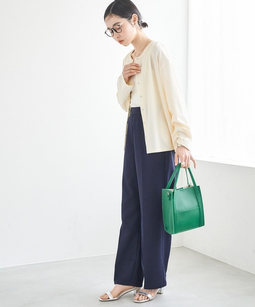 Chaco closet(チャコ クローゼット)の「リネンライクセンタープレスカラースラックスパンツ(スラックス・レディース・ブラック/ベージュ/ネイビー/ピンク/グリーン/ライトグリーン/アイボリー・FREE)」の7枚目の写真