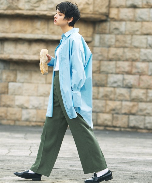 Chaco closet(チャコ クローゼット)の「リネンライクセンタープレスカラースラックスパンツ(スラックス・レディース・ブラック/ベージュ/ネイビー/ピンク/グリーン/ライトグリーン/アイボリー・FREE)」の5枚目の写真