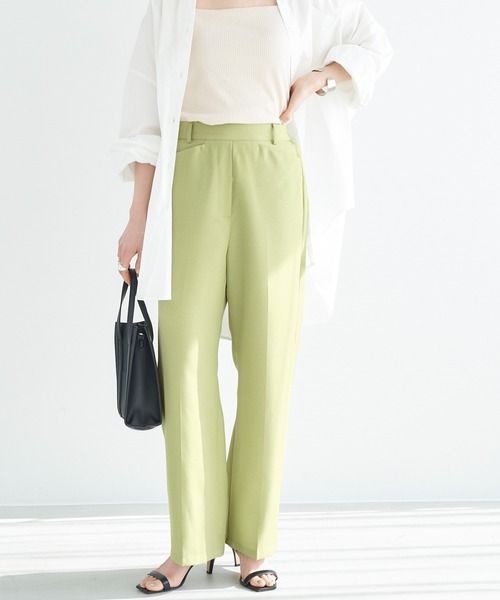 Chaco closet(チャコ クローゼット)の「リネンライクセンタープレスカラースラックスパンツ(スラックス・レディース・ブラック/ベージュ/ネイビー/ピンク/グリーン/ライトグリーン/アイボリー・FREE)」の6枚目の写真