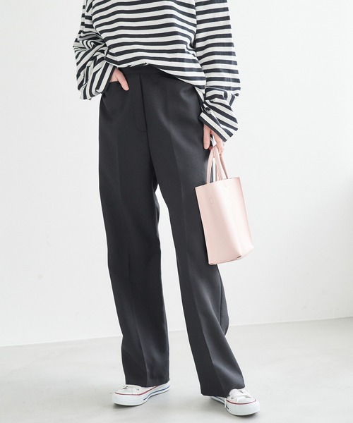 Chaco closet(チャコ クローゼット)の「リネンライクセンタープレスカラースラックスパンツ(スラックス・レディース・ブラック/ベージュ/ネイビー/ピンク/グリーン/ライトグリーン/アイボリー・FREE)」の20枚目の写真