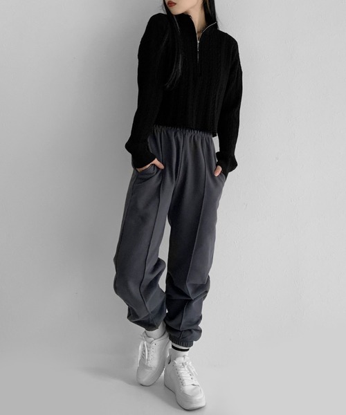LVEU.（ラブユ.）の「Center seam jogger pants / センターシームジョガーパンツ（その他パンツ・レディース・ブラック/ブルーグレー・FREE）」の3枚目の写真