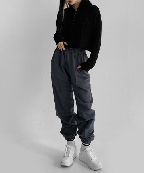 LVEU.（ラブユ.）の「Center seam jogger pants / センターシームジョガーパンツ（その他パンツ・レディース・ブラック/ブルーグレー・FREE）」の8枚目の写真