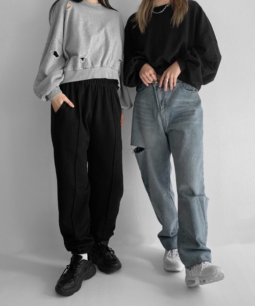 LVEU.（ラブユ.）の「Center seam jogger pants / センターシームジョガーパンツ（その他パンツ・レディース・ブラック/ブルーグレー・FREE）」の13枚目の写真