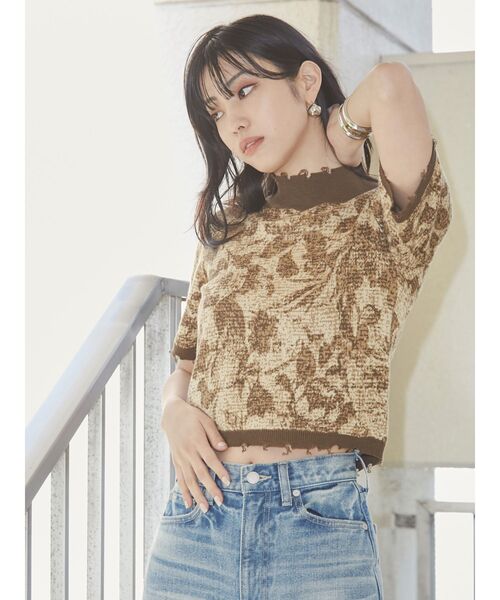 EMODA（エモダ）の「クラッシュショートリブニット（ニット/セーター・レディース・ホワイト/ブラック/グリーン/ブルー/その他/オレンジ/ライム・FREE）」の8枚目の写真