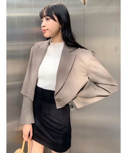 EMODA（エモダ）の「クラッシュショートリブニット（ニット/セーター・レディース・ホワイト/ブラック/グリーン/ブルー/その他/オレンジ/ライム・FREE）」の15枚目の写真