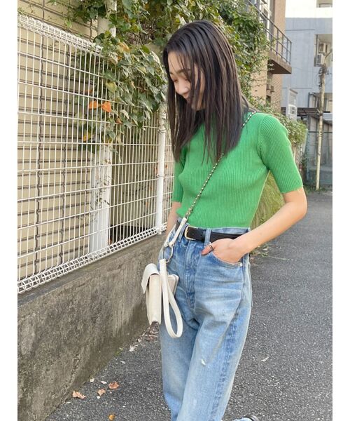 EMODA（エモダ）の「クラッシュショートリブニット（ニット/セーター・レディース・ホワイト/ブラック/グリーン/ブルー/その他/オレンジ/ライム・FREE）」の20枚目の写真