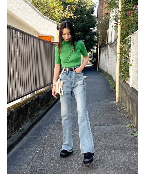 EMODA（エモダ）の「クラッシュショートリブニット（ニット/セーター・レディース・ホワイト/ブラック/グリーン/ブルー/その他/オレンジ/ライム・FREE）」の21枚目の写真