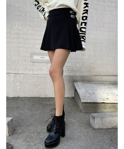 EGOIST(エゴイスト)の「ベルトデザインプリーツスカートII(スカート・レディース・マルチ/ブラック・M/S)」の2枚目の写真