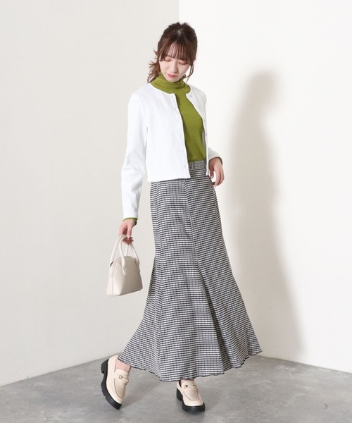 archives(アルシーヴ)の「リブショートカーディガン(カーディガン/ボレロ・レディース・ブラック/パープル/オフホワイト/グリーン/オレンジ/ピンク・MEDIUM)」の9枚目の写真