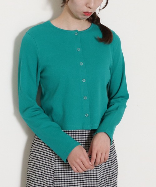 archives(アルシーヴ)の「リブショートカーディガン(カーディガン/ボレロ・レディース・ブラック/パープル/オフホワイト/グリーン/オレンジ/ピンク・MEDIUM)」の11枚目の写真